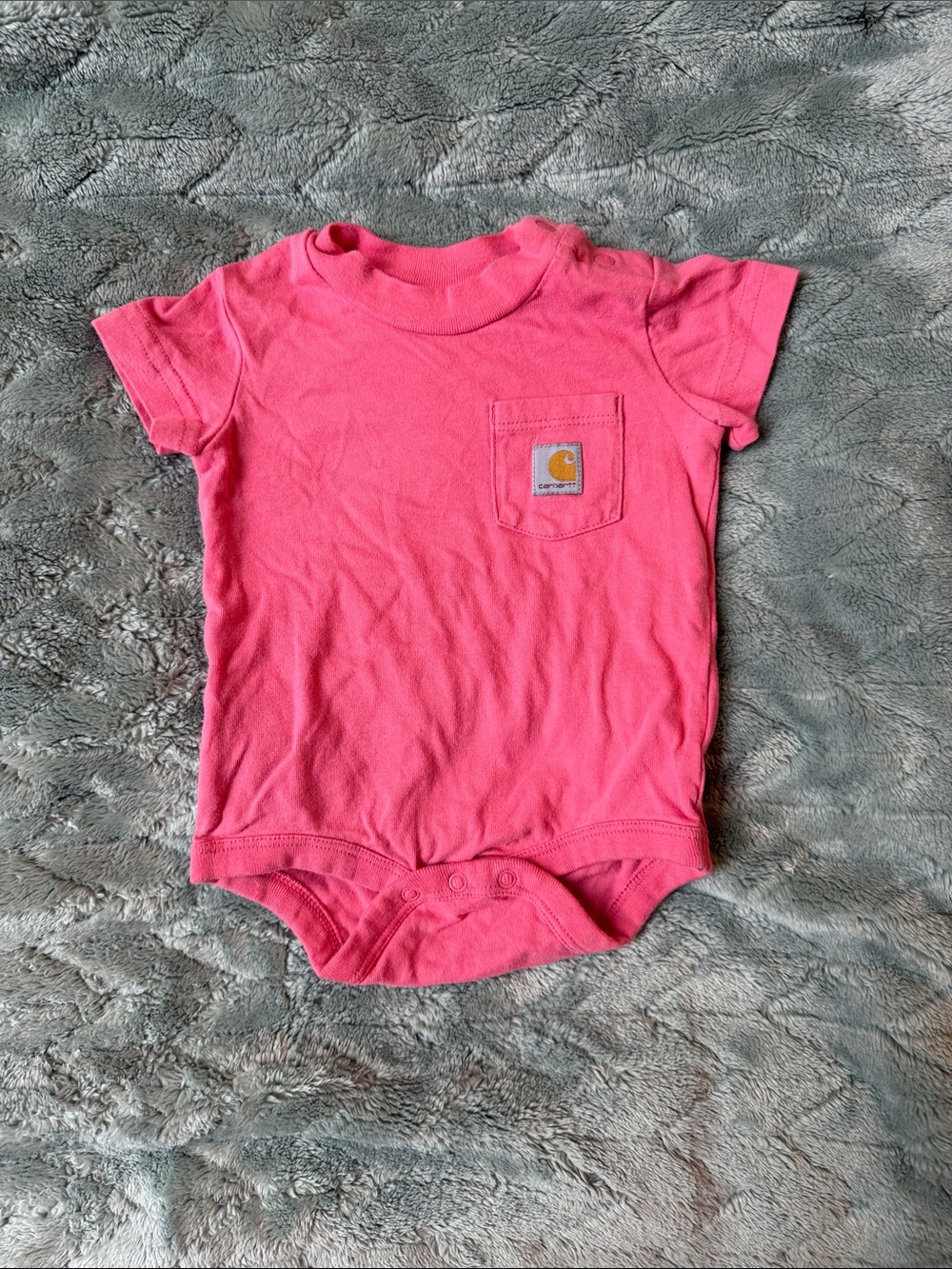 Carhartt Hot Pink Short Sleeve Baby Onesie with Chest Pocket